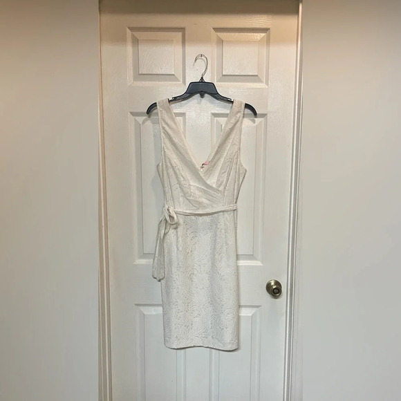 NWT Plenty Tracy Reese Diana Sleeveless Faux-wrap White Paisley Lace Dress Sz 12 - Picture 1 of 10